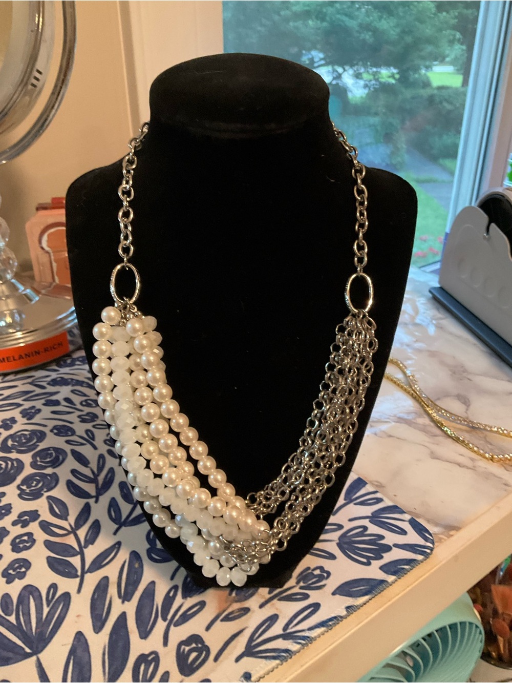 Statement Pearl and Silver Multi-Strand Necklace - Unbranded